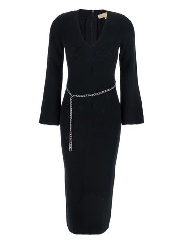 Robe côtelée mi-longue à ceinture en chaîne - Michael Michael Kors - Modalova