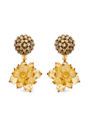 Boucles d'oreilles Beaded Pompom à fleurs - Oscar de la Renta - Modalova