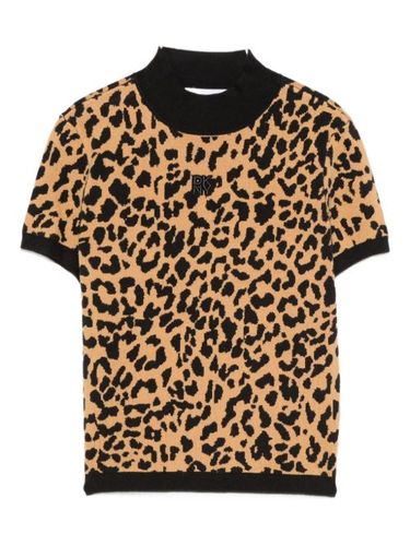 Logo-embroidered animal-pattern T-shirt - DKNY - Modalova