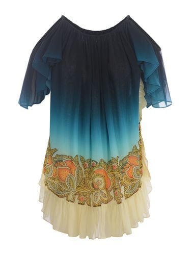 Light Blue Shaded Georgette Mini Dress With Ruffles - Etro - Modalova