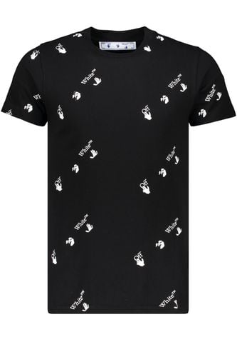 Short Sleeve Printed Cotton T-shirt - Off-White - Modalova