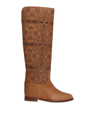 Via Roma 15 Brown Perforated Boots - Via Roma 15 - Modalova