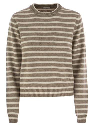 Sparkling & Dazzling Striped Cashmere And Wool Sweater - Brunello Cucinelli - Modalova