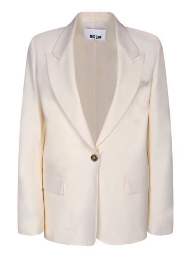 MSGM Single-breasted White Jacket - MSGM - Modalova