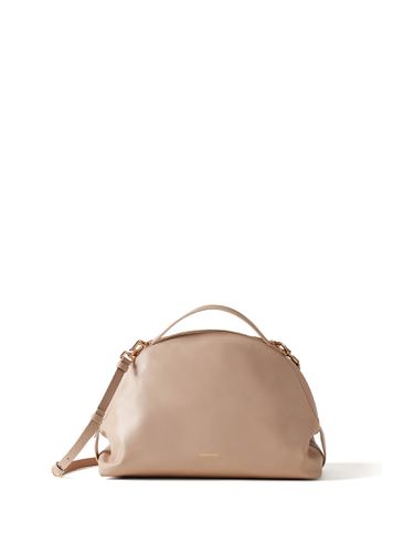 Medium Beige Leather Bauletto Bag With Shoulder Strap - Borbonese - Modalova