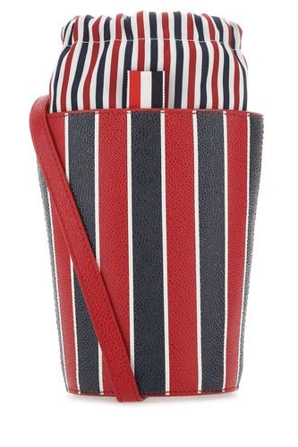 Printed Leather Mini Bucket Bag - Thom Browne - Modalova