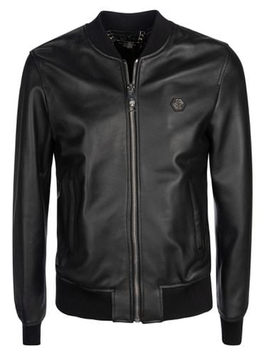 Billy Logo Leather Bomber - Philipp Plein - Modalova