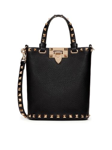 Mini Tote Rockstud Vitello Stampa Alce/platinum Studs - Valentino Garavani - Modalova