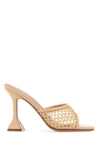 Skin Pink Leather And Mesh Lupita Net Mules - Amina Muaddi - Modalova