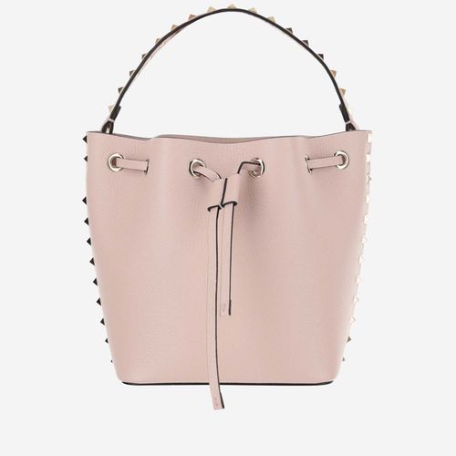 Garnet Calfskin Rockstud Bucket Bag - Valentino Garavani - Modalova