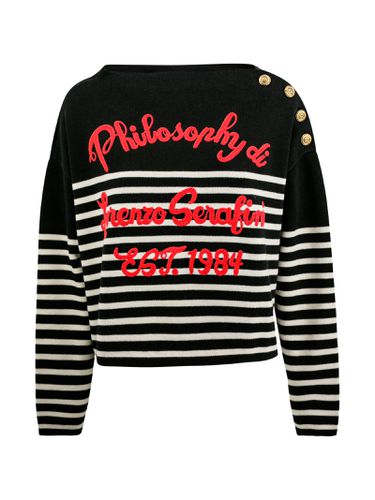 Striped Sweater With Button Insert - Philosophy di Lorenzo Serafini - Modalova