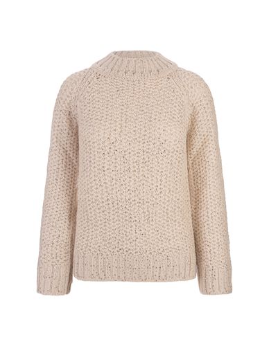 Rose Beige Crew Neck Sweater With Crystals - Ermanno Scervino - Modalova