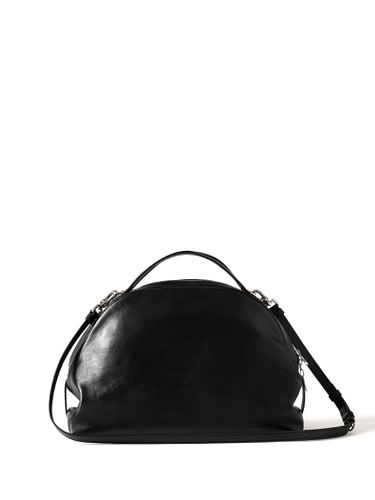 Medium Black Leather Bauletto Bag With Shoulder Strap - Borbonese - Modalova