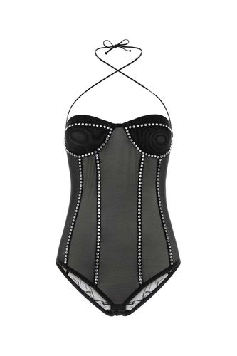 Gem Halterneck Embellished Bodysuit - Oseree - Modalova