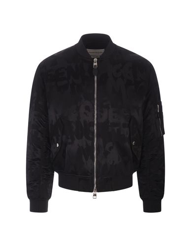 Mcqueen Graffiti Bomber Jacket In Black Polyfaille - Alexander McQueen - Modalova