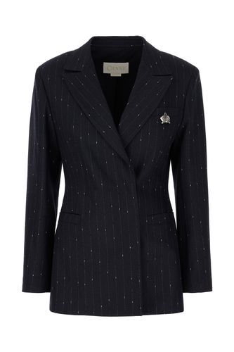 Midnight Blue Stretch Wool Blend Blazer - Genny - Modalova