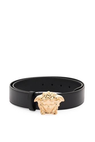 Leather Belt With La Medusa Buckle - Versace - Modalova