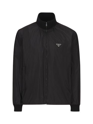 Prada Logo Patch Zip-up Jacket - Prada - Modalova