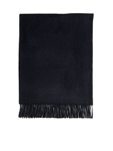 Logo Embroidered Fringed Edge Scarf - Zegna - Modalova