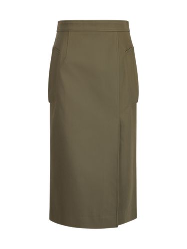 Olive Green Gabardine Midi Skirt - Alexander McQueen - Modalova