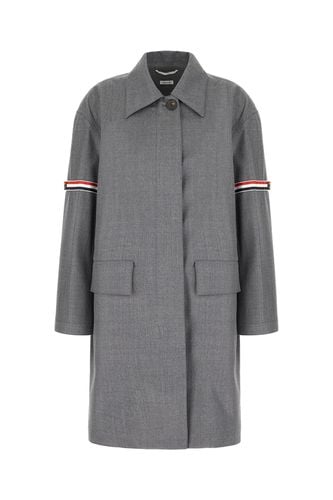 Grey Wool Blend Overcoat - Thom Browne - Modalova