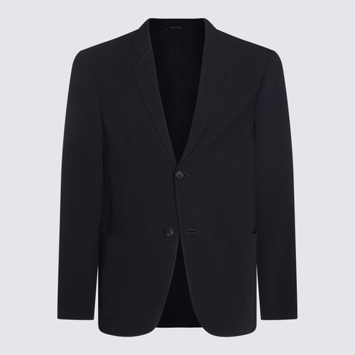 Dark Blue Virgin Wool Blazer - Giorgio Armani - Modalova