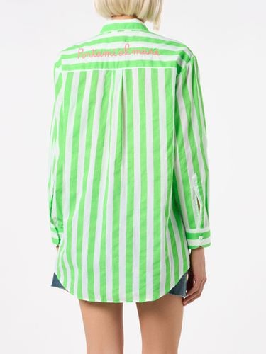 Striped Cotton Shirt Portami Al Mare Embroidery - MC2 Saint Barth - Modalova