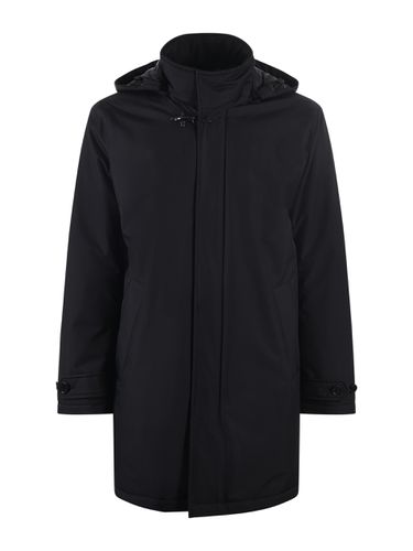 Black Technical Gabardine Raincoat - Fay - Modalova