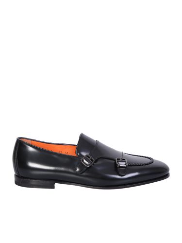 Santoni Double Buckle Black Loafer - Santoni - Modalova