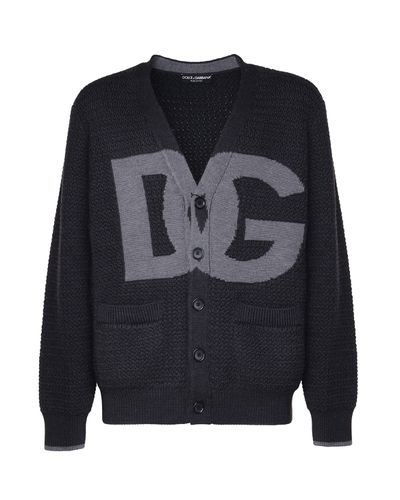 Logo Intarsia Knitted Cardigan - Dolce & Gabbana - Modalova