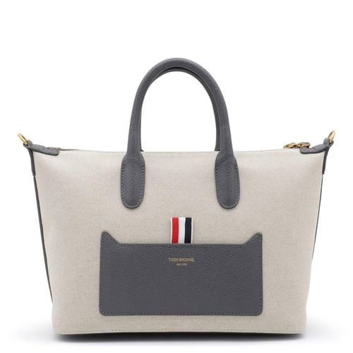 Logo Printed Zipped Tote Bag - Thom Browne - Modalova