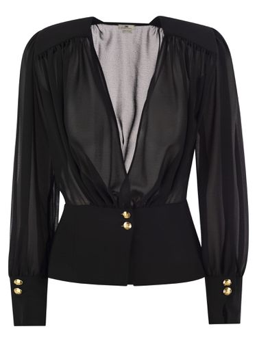 Long-sleeve V-neck Top - Elisabetta Franchi - Modalova