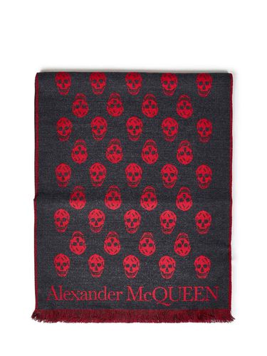 Skull Jacquard Fringed Scarf - Alexander McQueen - Modalova