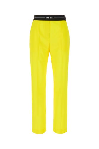 MSGM Fluo Yellow Stretch Wool Pant - MSGM - Modalova