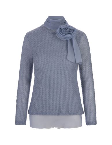 Light Long-sleeved Top With Silk Flower - Ermanno Scervino - Modalova