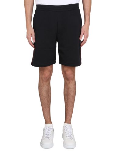 Bermuda Shorts With Selvedge Logo Band - Alexander McQueen - Modalova