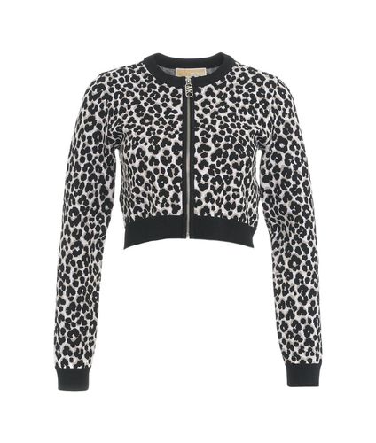 Michael Leopard Jacquard Knit Zip Cardigan - Michael Kors - Modalova