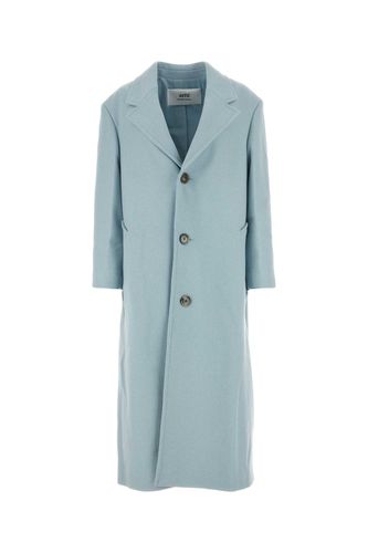 Powder Blue Wool Blend Coat - Ami Alexandre Mattiussi - Modalova