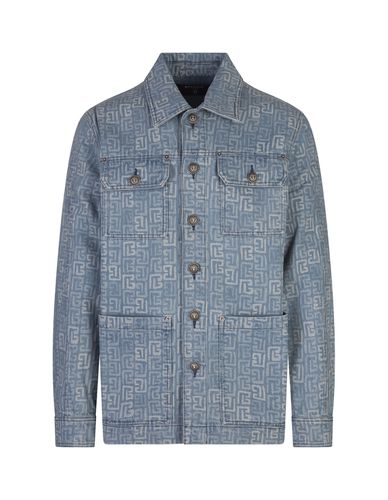 Medium Denim Jacket With Monogram Pattern - Balmain - Modalova