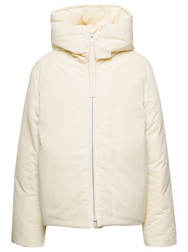 Cream Hooded Down Jacket With Zip In Nylon Woman - Jil Sander - Modalova