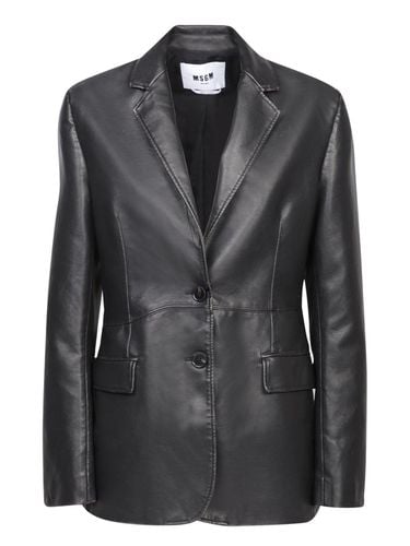 MSGM Button Fastened Leather Blazer - MSGM - Modalova