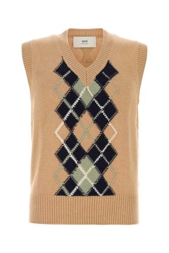 Camel Wool Blend Vest - Ami Alexandre Mattiussi - Modalova