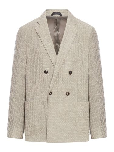 Double-breasted Herringbone Blazer - Giorgio Armani - Modalova