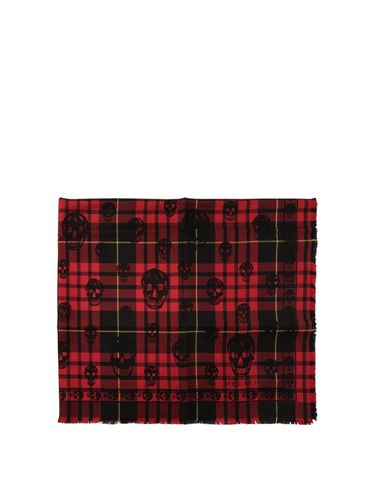 Tartan Skull Frayed-edge Scarf - Alexander McQueen - Modalova