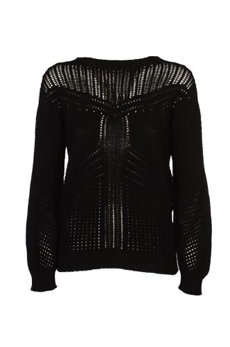 Rib Trim Perforated Knit Sweater - Alberta Ferretti - Modalova