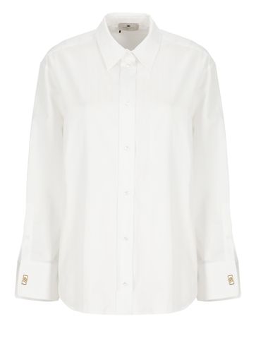 Striped Jacquard Poplin Shirt With Cufflinks - Elisabetta Franchi - Modalova