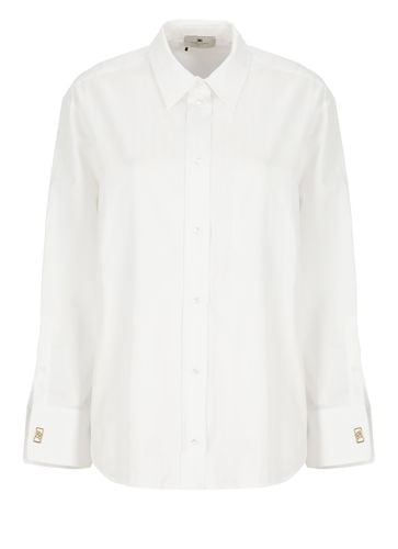 Striped Jacquard Poplin Shirt With Cufflinks - Elisabetta Franchi - Modalova