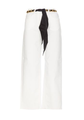 Cropped Wide Jeans With Chain Belt - Elisabetta Franchi - Modalova