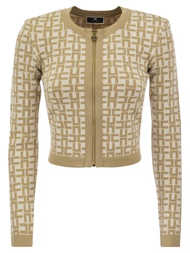 Viscose Jacquard Mini Cardigan - Elisabetta Franchi - Modalova