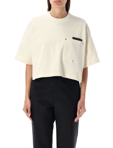 Cropped T-shirt With Leather Detail - Bottega Veneta - Modalova